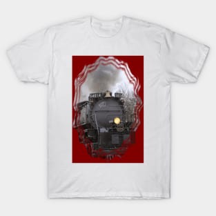 Big Boy in Black Wolf Kansas with steam,smoke,tree's and sky. T-Shirt